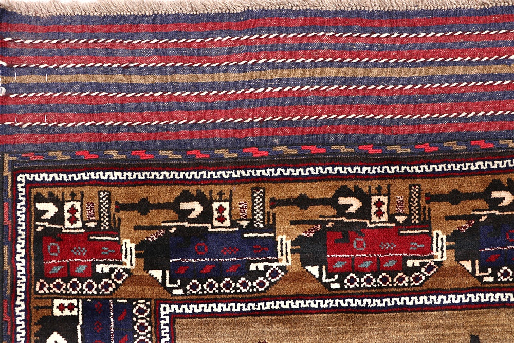 Brown Hand Knotted Wool War Rug 4'6" x 6'6"