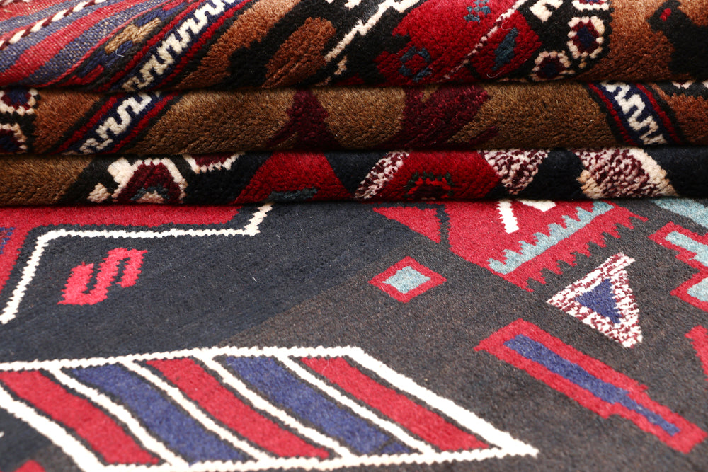 Brown Hand Knotted Wool War Rug 4'6" x 6'6"