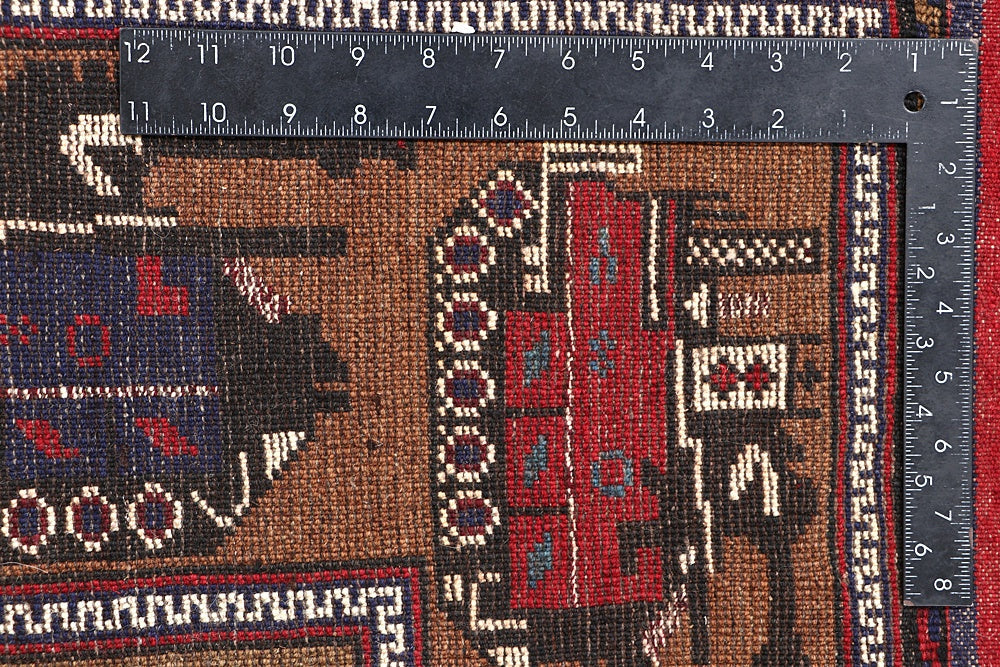 Brown Hand Knotted Wool War Rug 4'6" x 6'6"