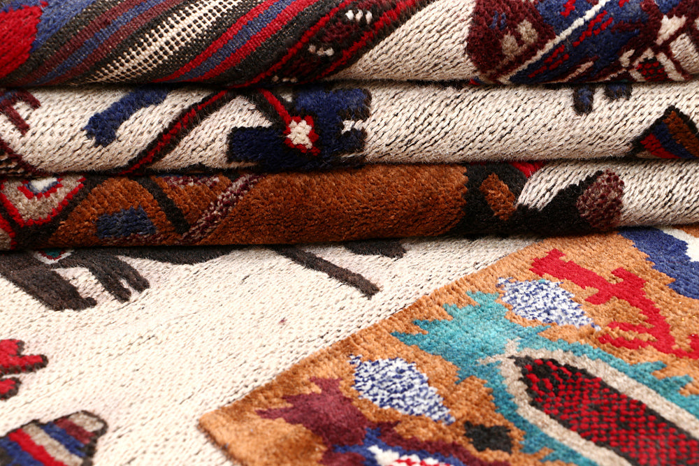 4' x 6' Ivory Handmade War Rug Rectangular