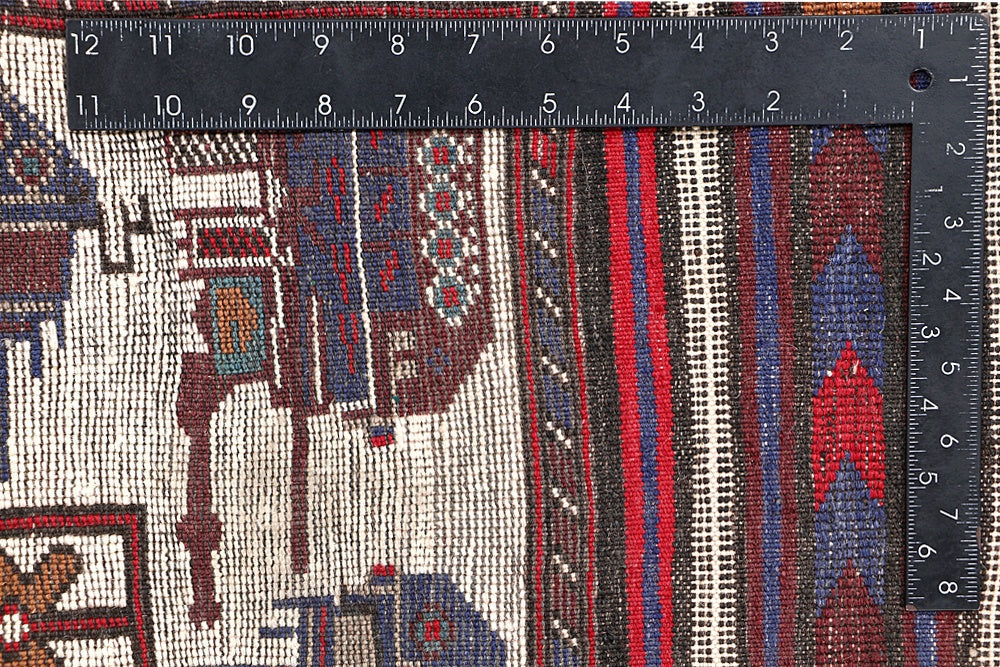 4' x 6' Ivory Handmade War Rug Rectangular