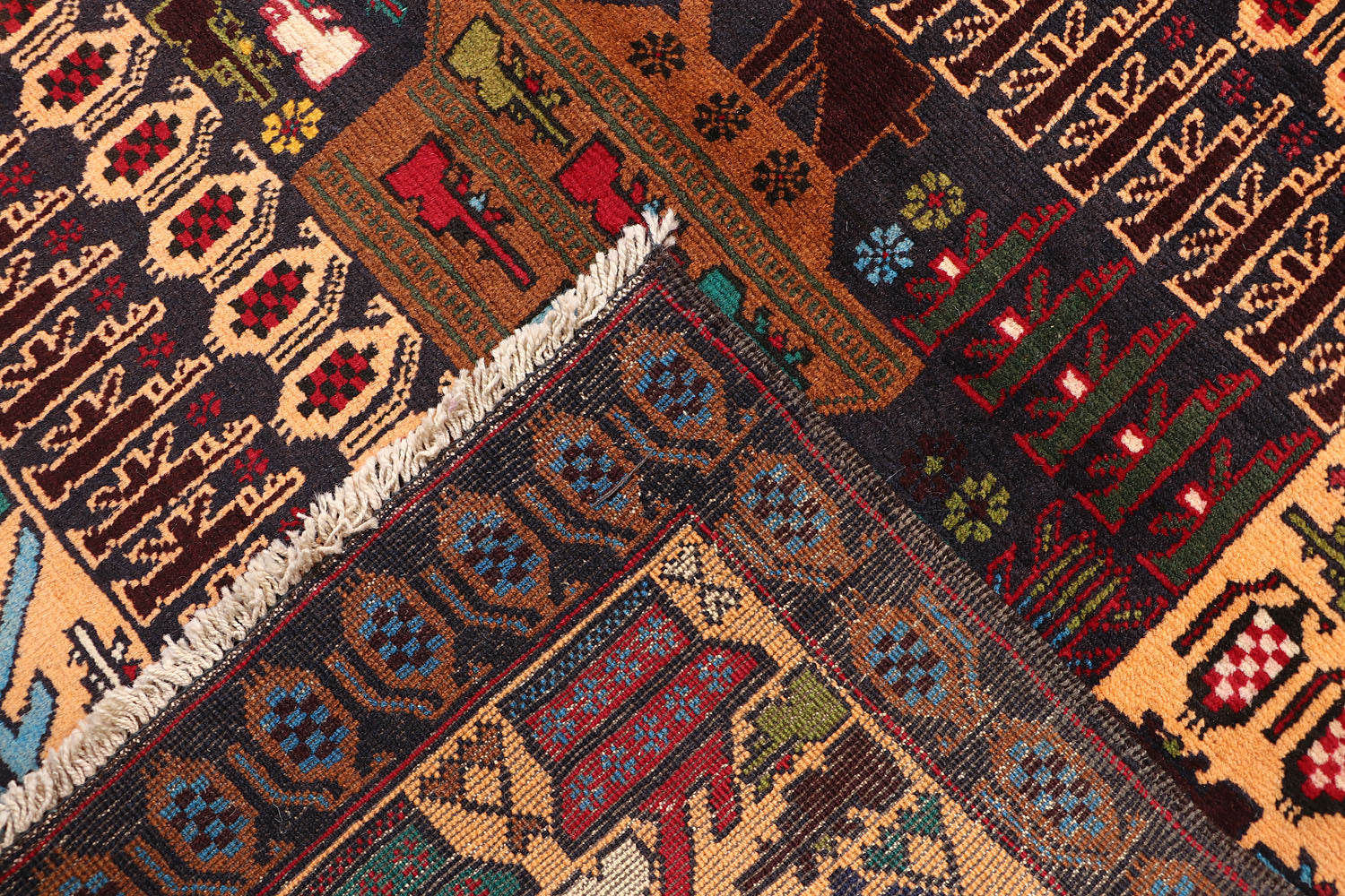 Blue Hand Knotted Wool War Rug
