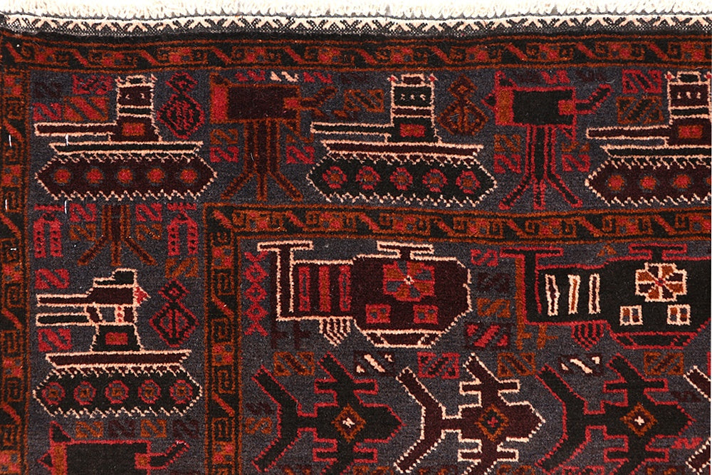 Brown Hand Knotted Wool War Rug 4' x 6'