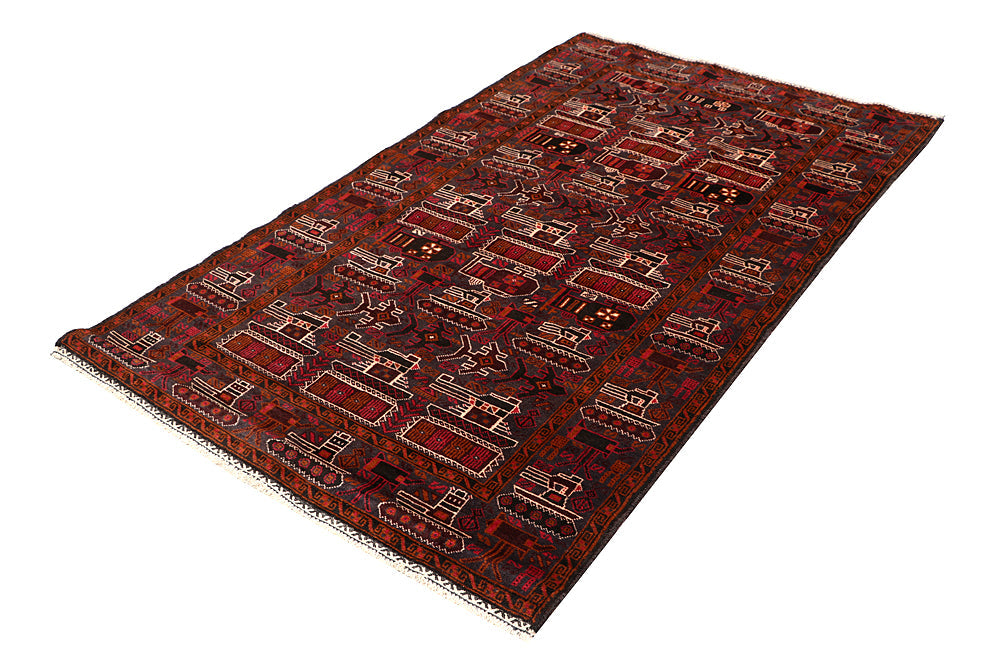 Brown Hand Knotted Wool War Rug 4' x 6'