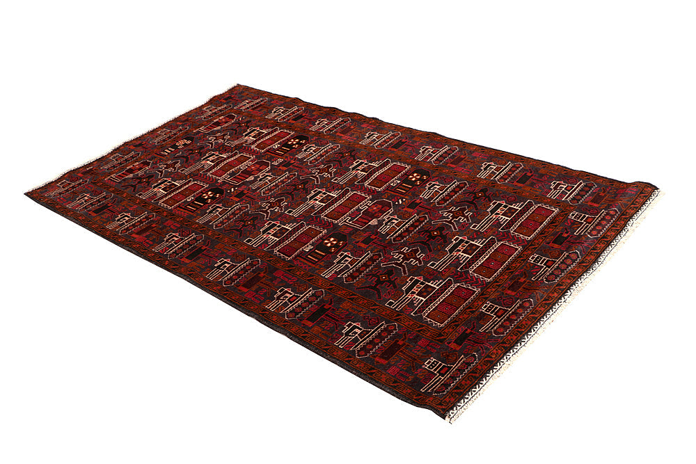 Brown Hand Knotted Wool War Rug 4' x 6'