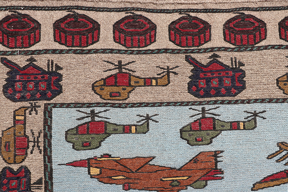4' x 6' L.brown Handmade War Rug Rectangular