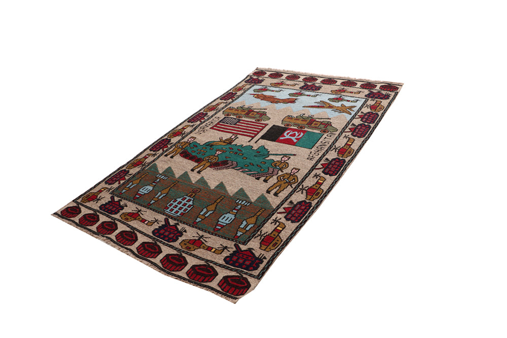 Light Brown Hand Knotted Wool War Rug 4' x 6'