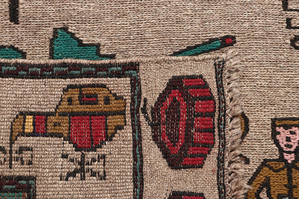 Light Brown Hand Knotted Wool War Rug 4' x 6'