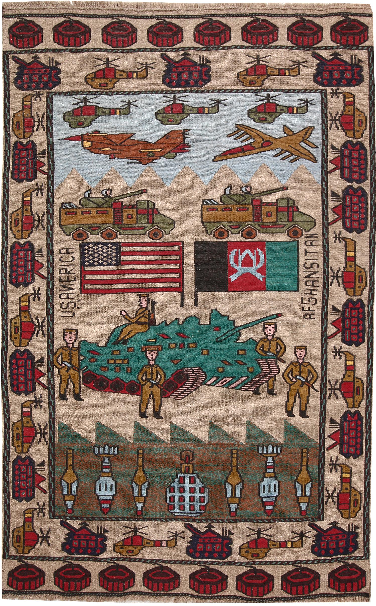 Light Brown Hand Knotted Wool War Rug 4' x 6'