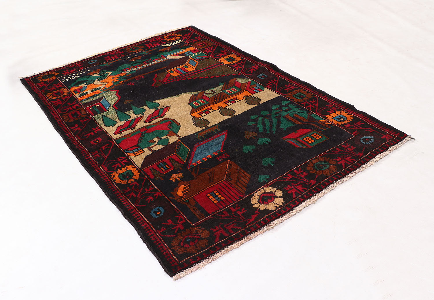 Blue Hand Knotted Wool War Rug 3' x 5'