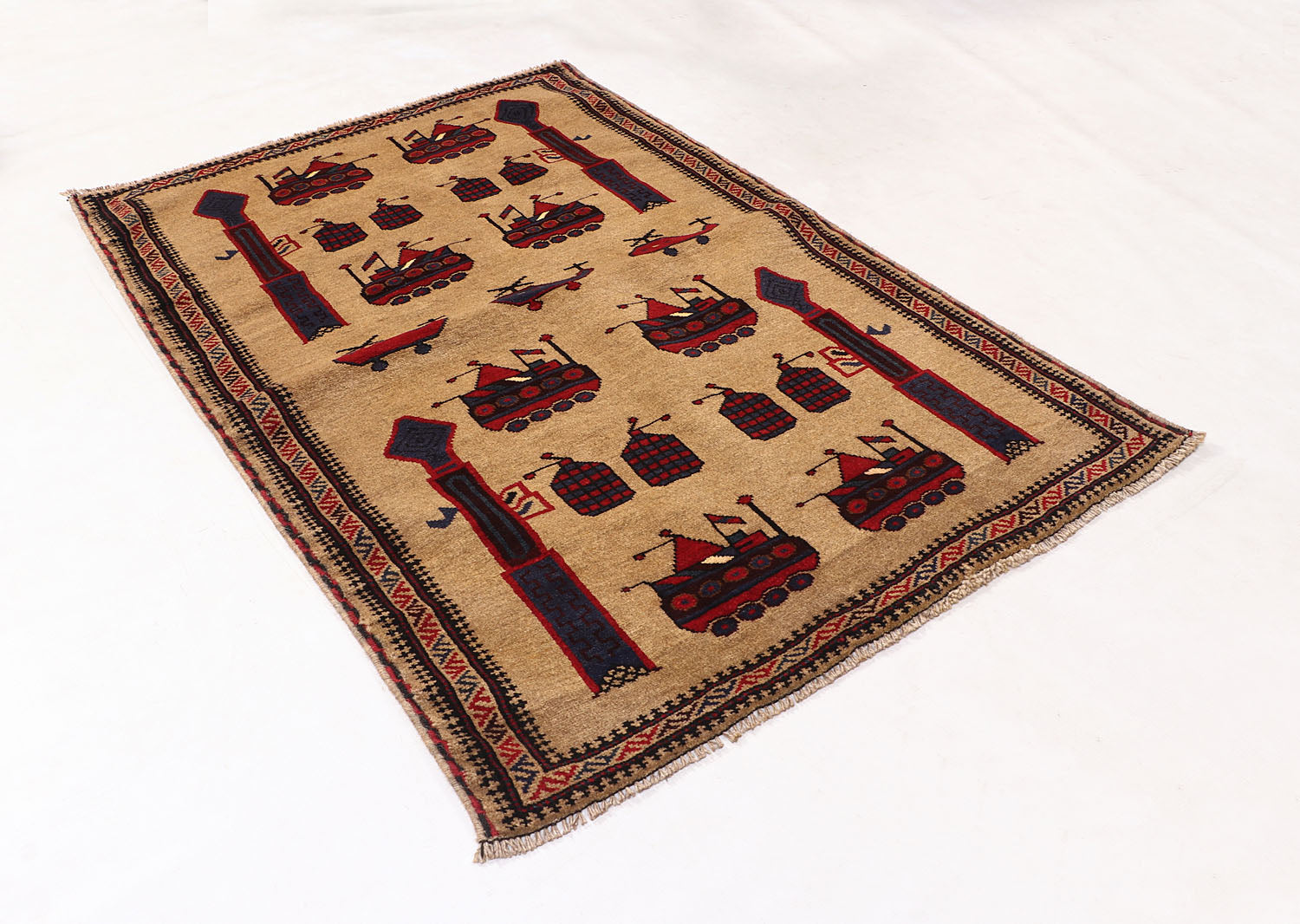 Light Brown Hand Knotted Wool War Rug 3' x 5'