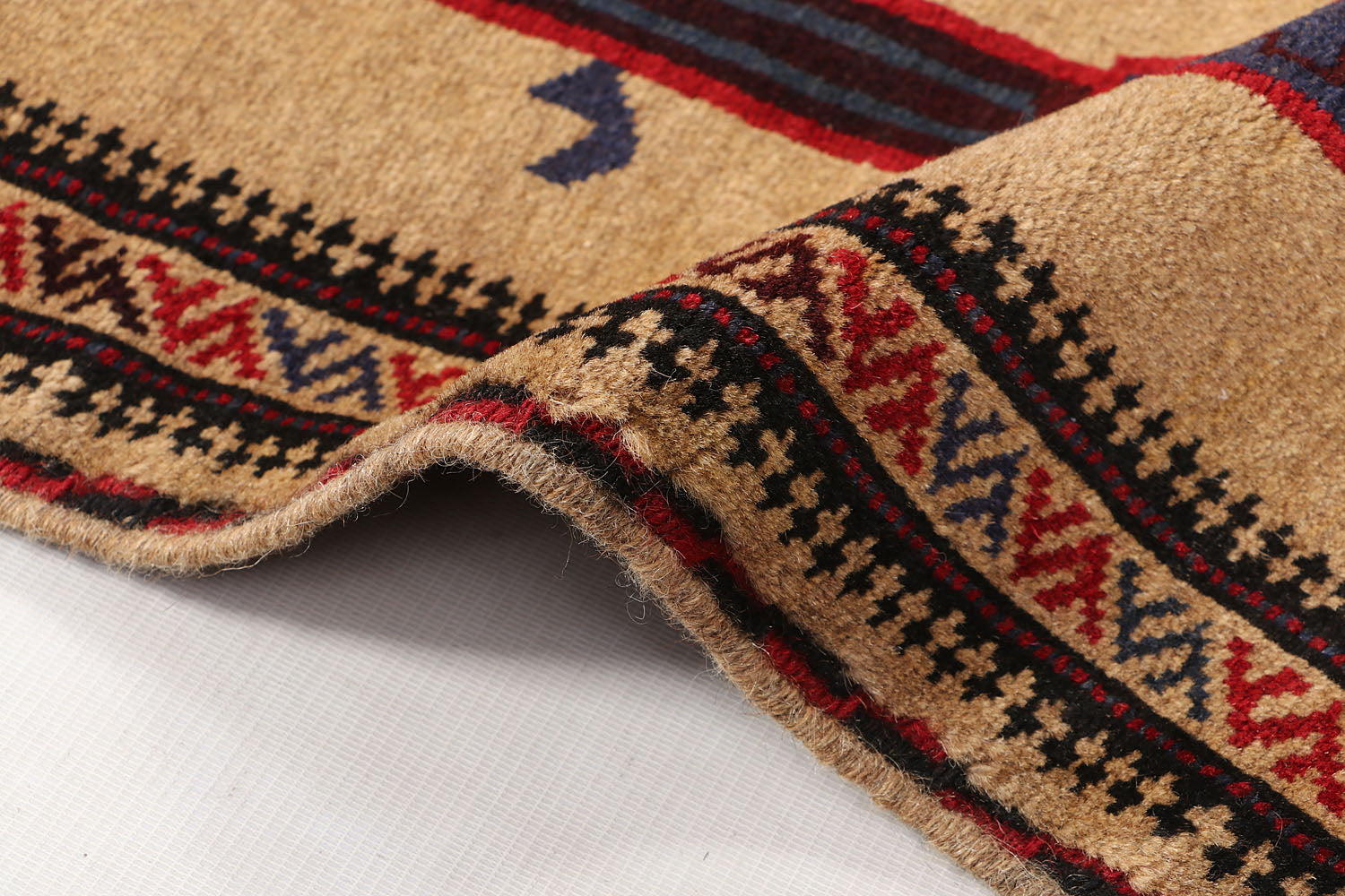 Light Brown Hand Knotted Wool War Rug 3' x 5'