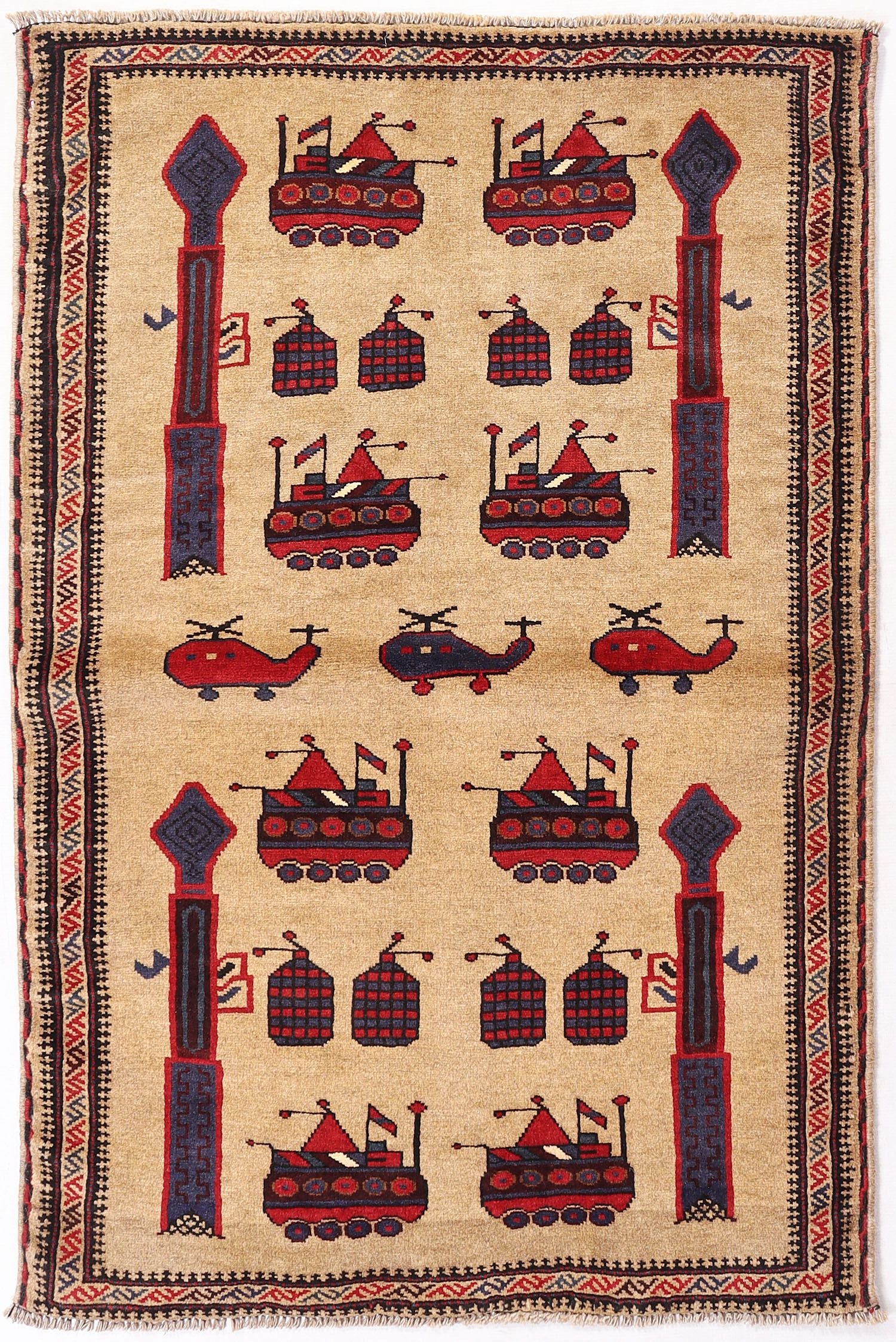 Light Brown Hand Knotted Wool War Rug 3' x 5'