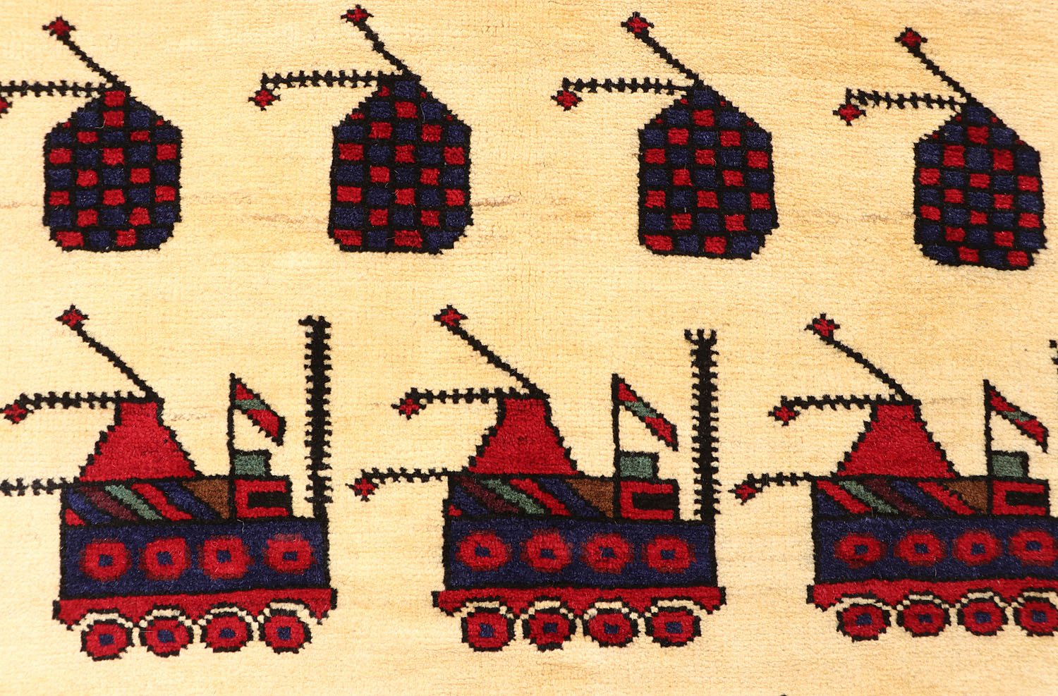Ivory Hand Knotted Wool War Rug 3' x 5'
