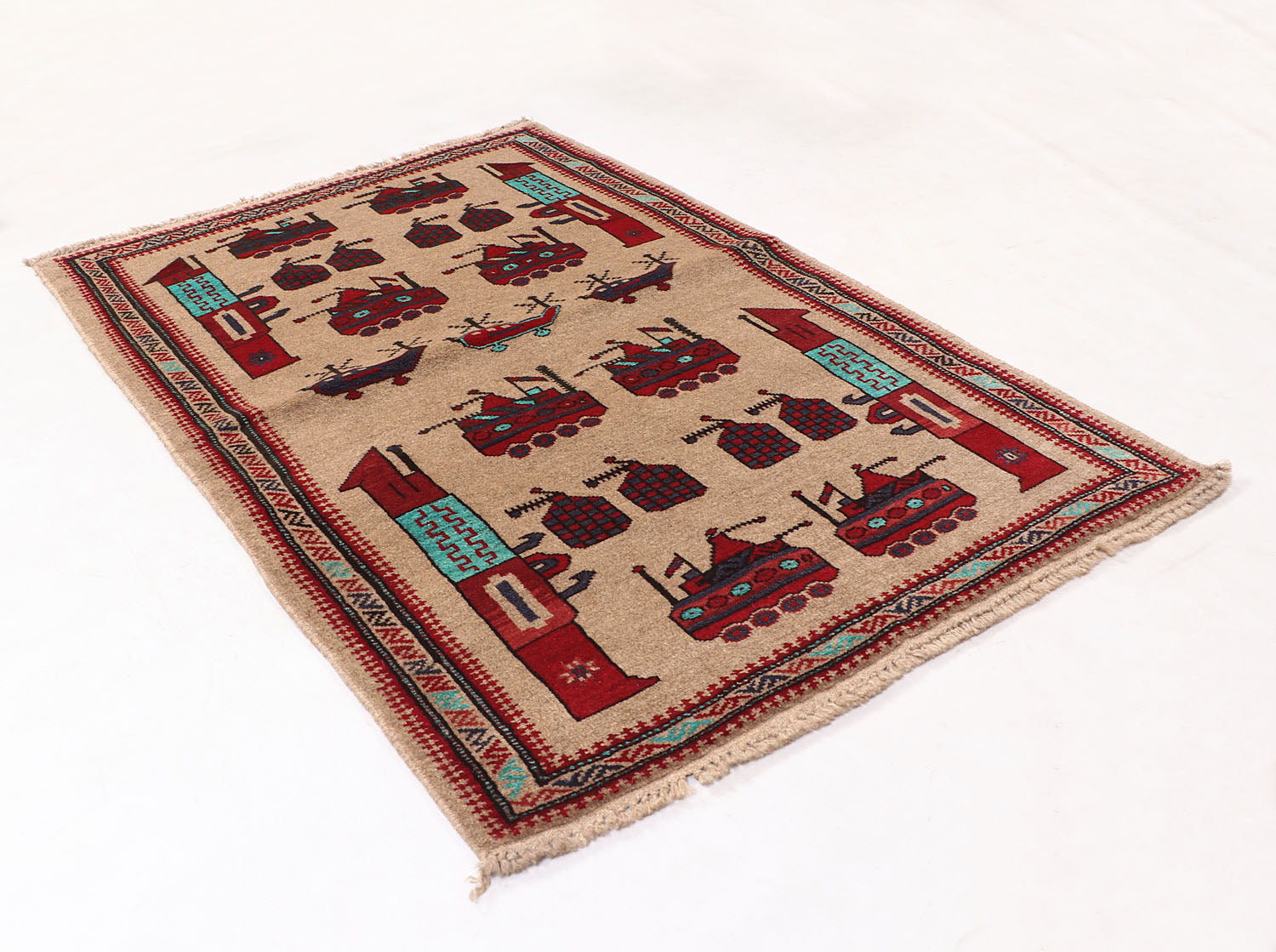 Brown Hand Knotted Wool War Rug 3' x 5'