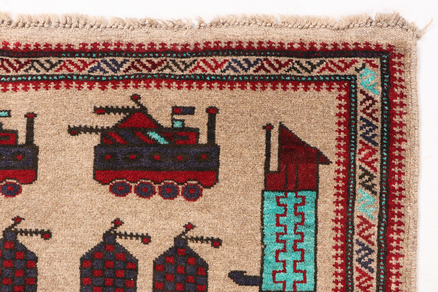 Brown Hand Knotted Wool War Rug 3' x 5'