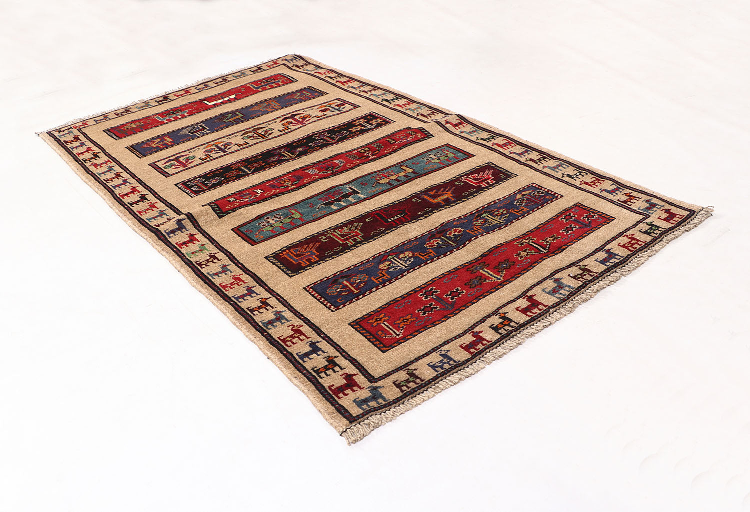 Brown Hand Knotted Wool War Rug 3' x 5'