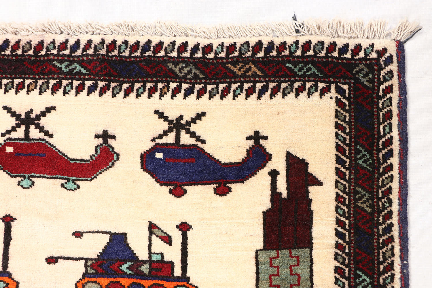 Ivory Hand Knotted Wool War Rug 3' x 5'