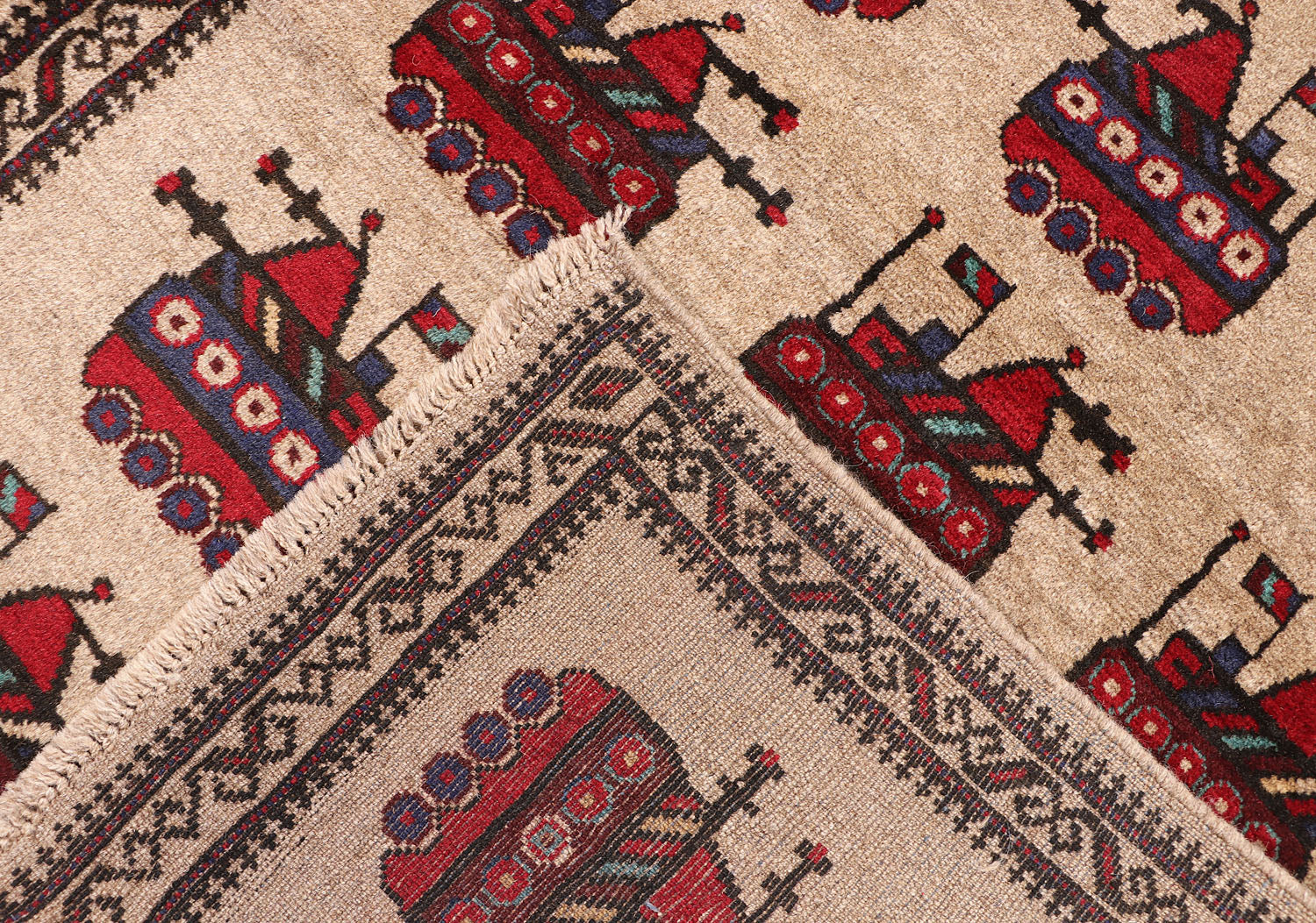 Brown Hand Knotted Wool War Rug 3' x 5'