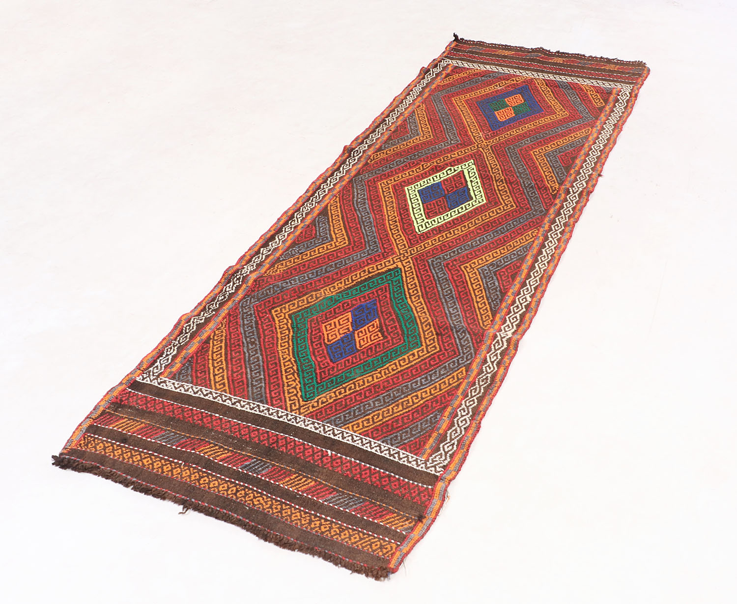 2' 6" X 7' 6" Multy Handmade Suzani Kilim Rug Runner
