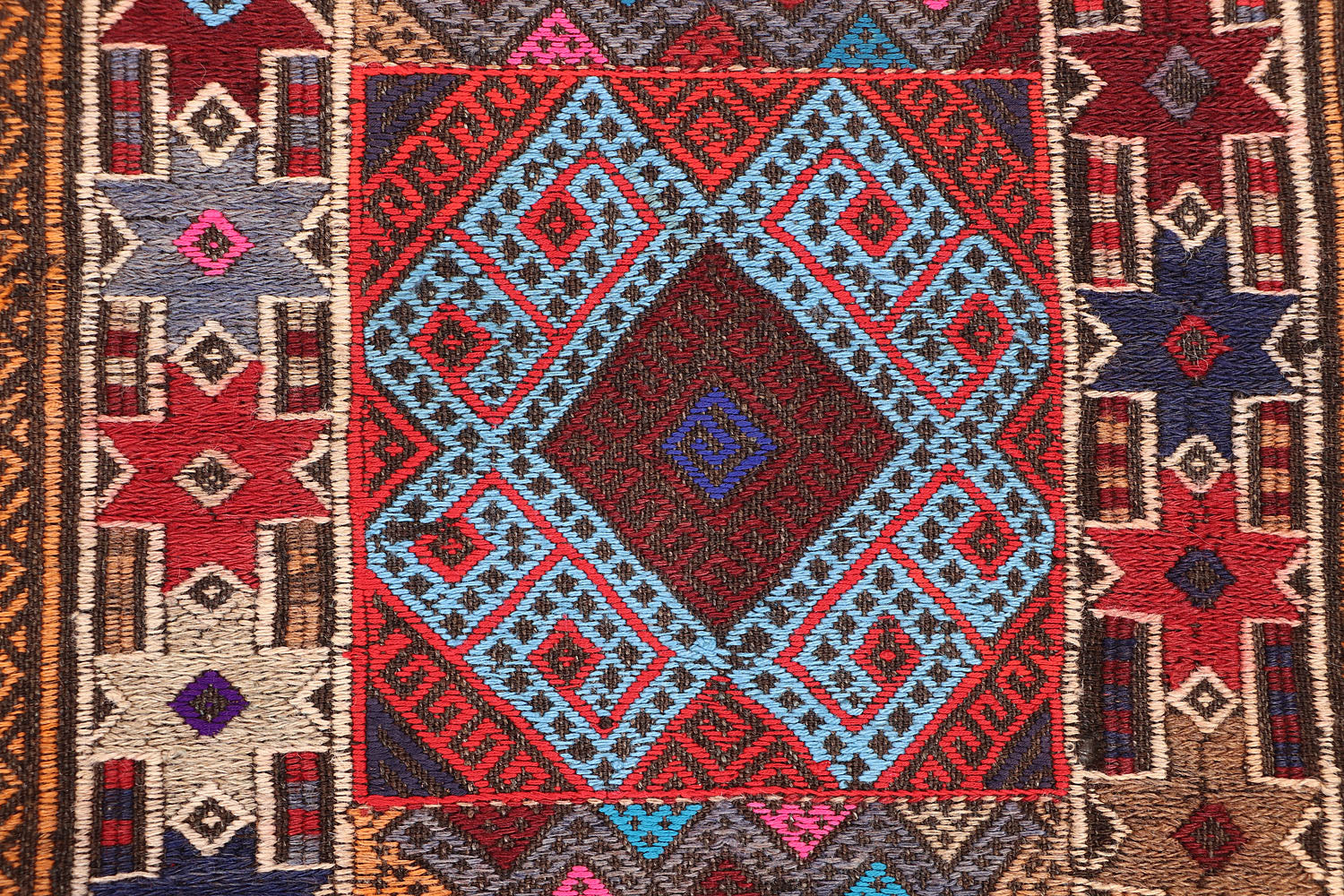 6' 6" X 3' Multy Handmade Suzani Kilim Rug Runner