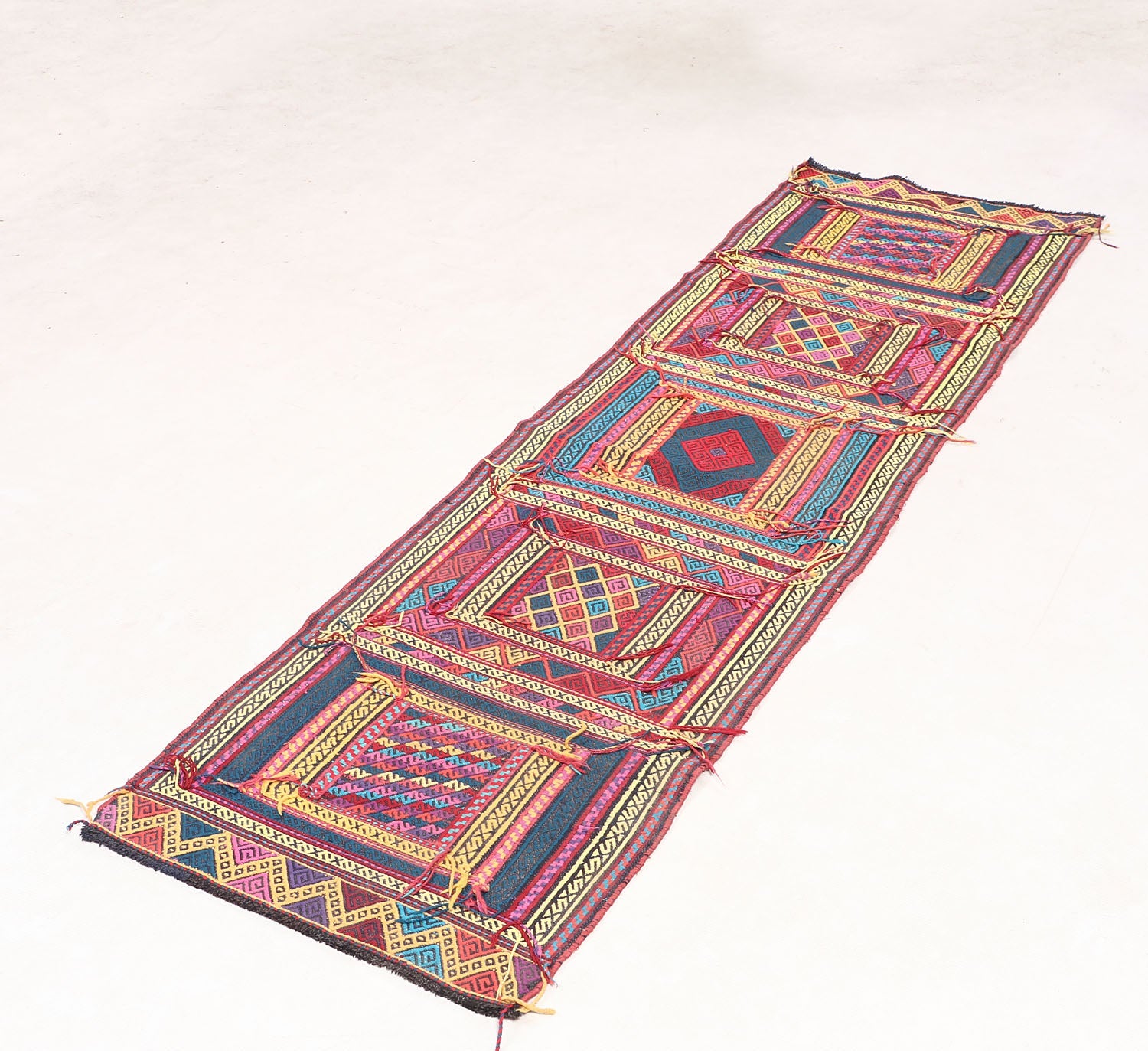 6' 6" X 3' Multy Handmade Suzani Kilim Rug Runner