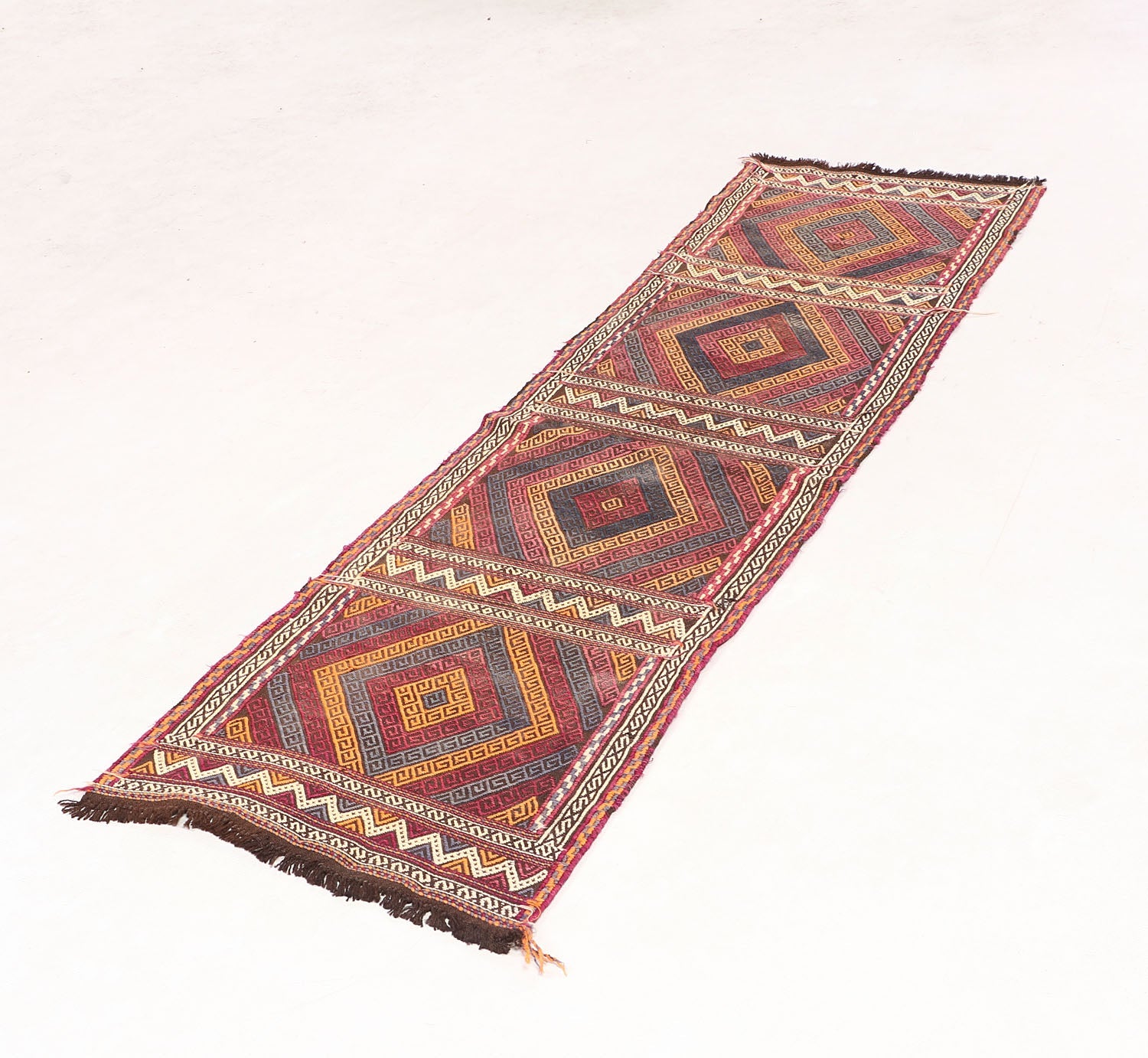 6' 6" X 3' Multy Handmade Suzani Kilim Rug Runner