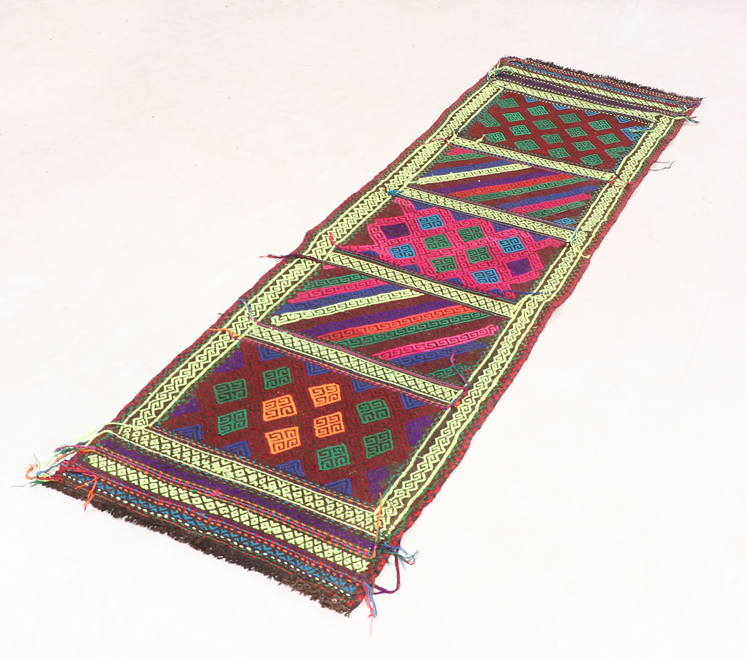 6' 6" X 3' Multy Handmade Suzani Kilim Rug Runner