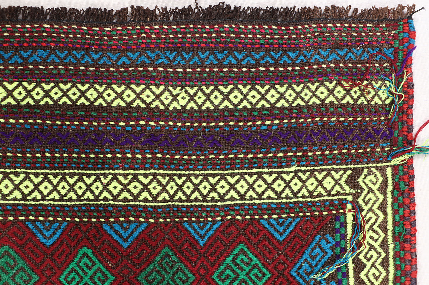 6' 6" X 3' Multy Handmade Suzani Kilim Rug Runner