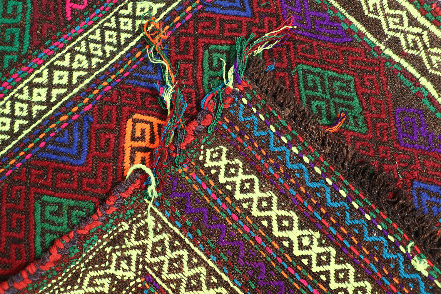 6' 6" X 3' Multy Handmade Suzani Kilim Rug Runner