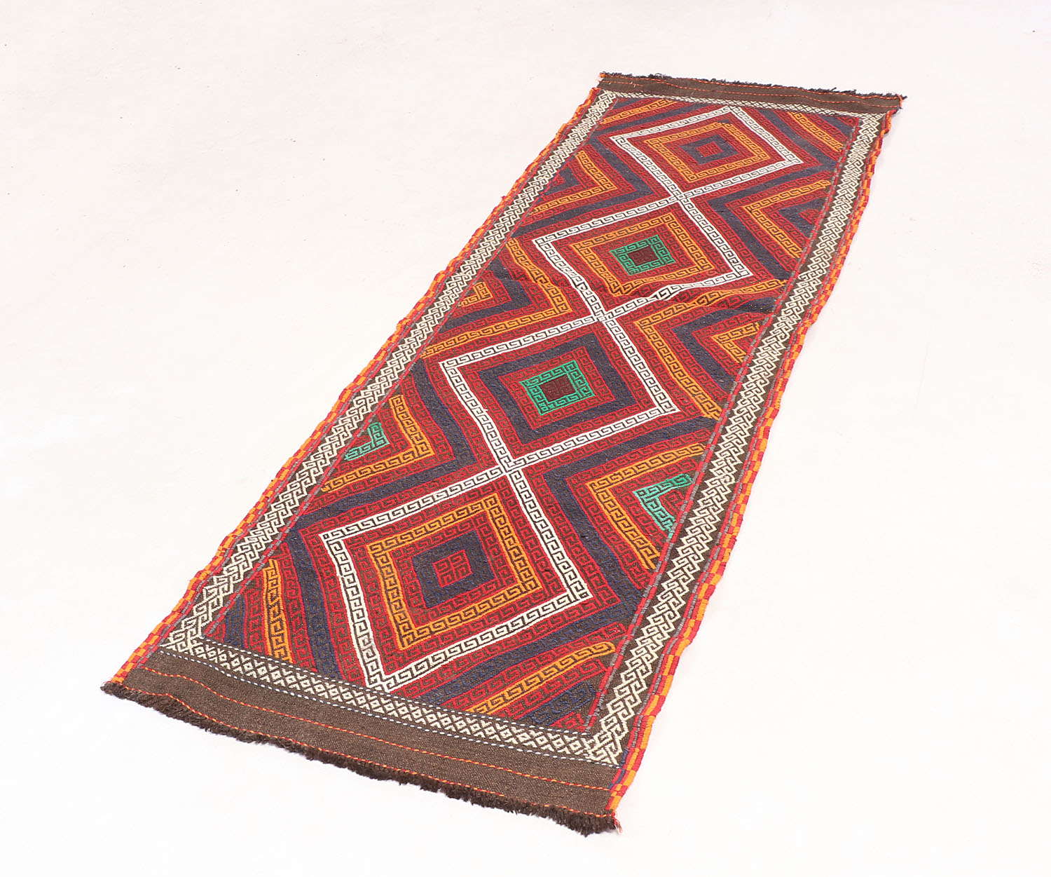 2' 6" X 7' 6" Multy Handmade Suzani Kilim Rug Runner