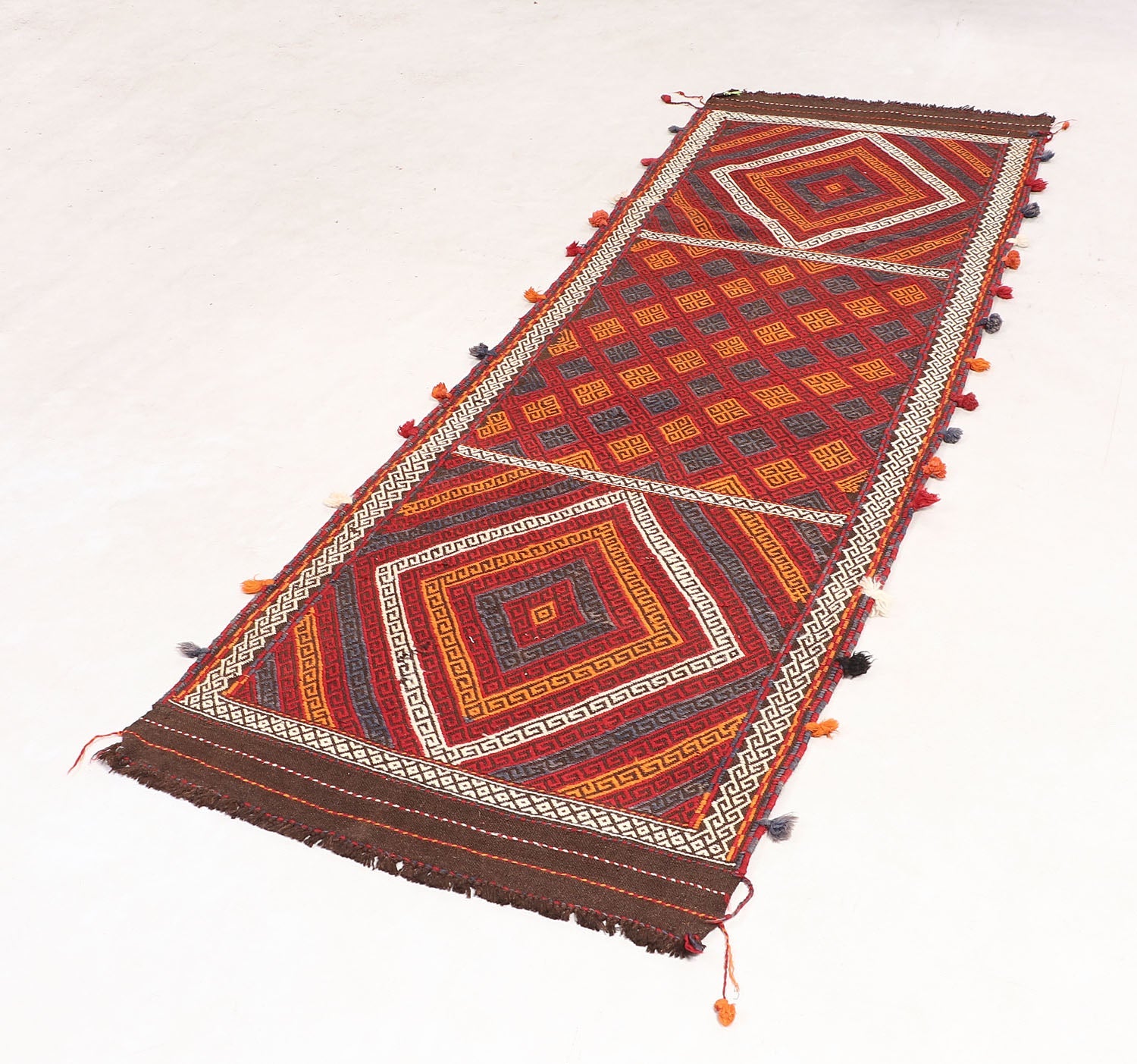 2' 6" X 7' 6" Multy Handmade Suzani Kilim Rug Runner