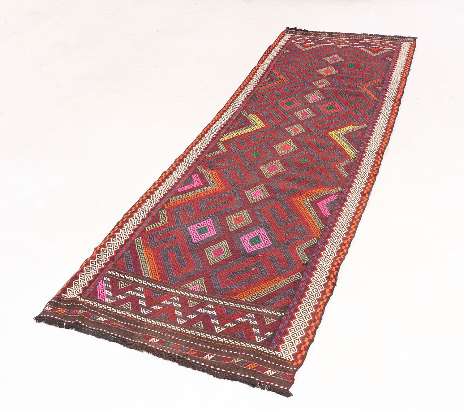 3' X 8' Multy Handmade Suzani Kilim Rug Runner