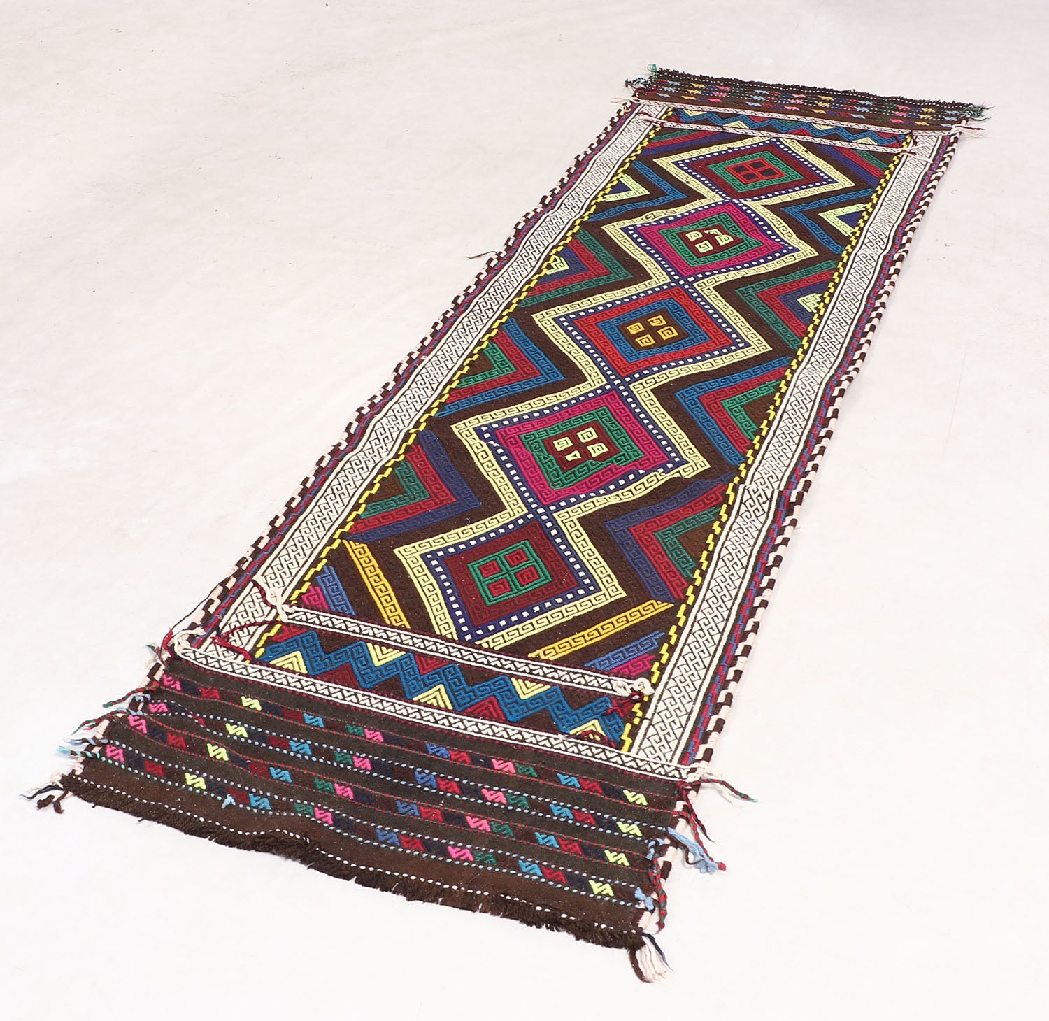 2' 6" X 7' 6" Multy Handmade Suzani Kilim Rug Runner