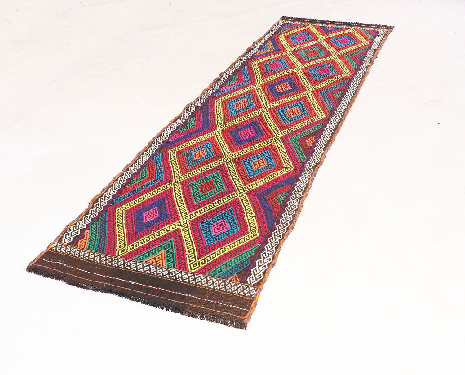 2' 6" X 9' Multy Handmade Suzani Kilim Rug Runner