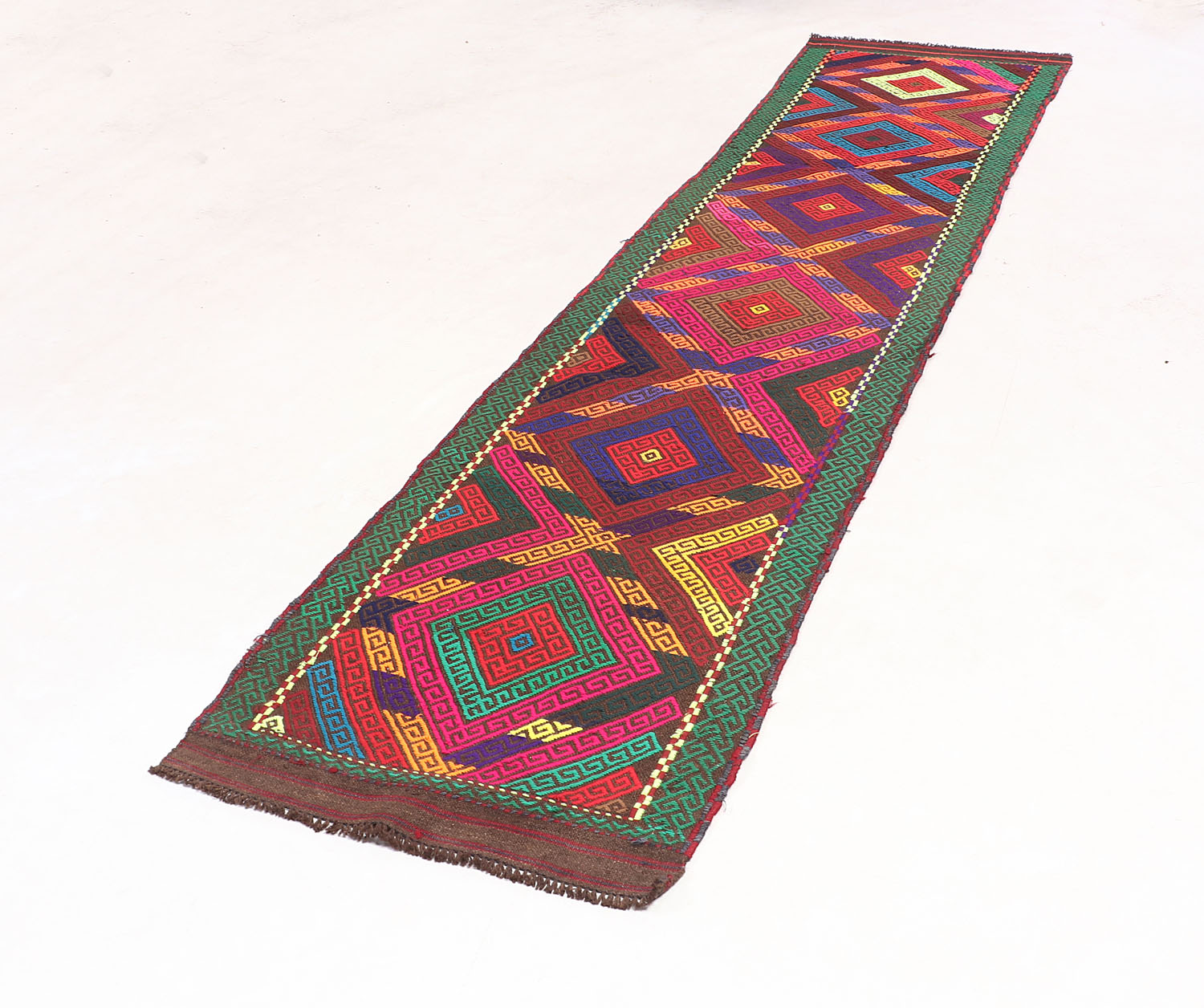 2' 6" x 10' Multy Handmade Suzani Kilim Rug Runner