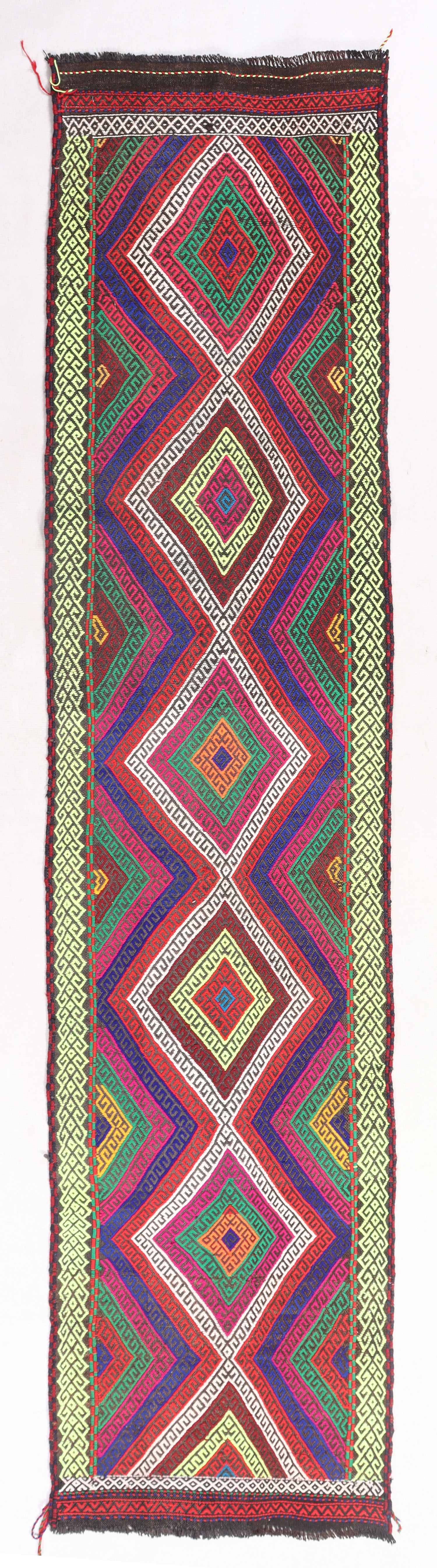 2' 6" X 9' Multy Handmade Suzani Kilim Rug Runner