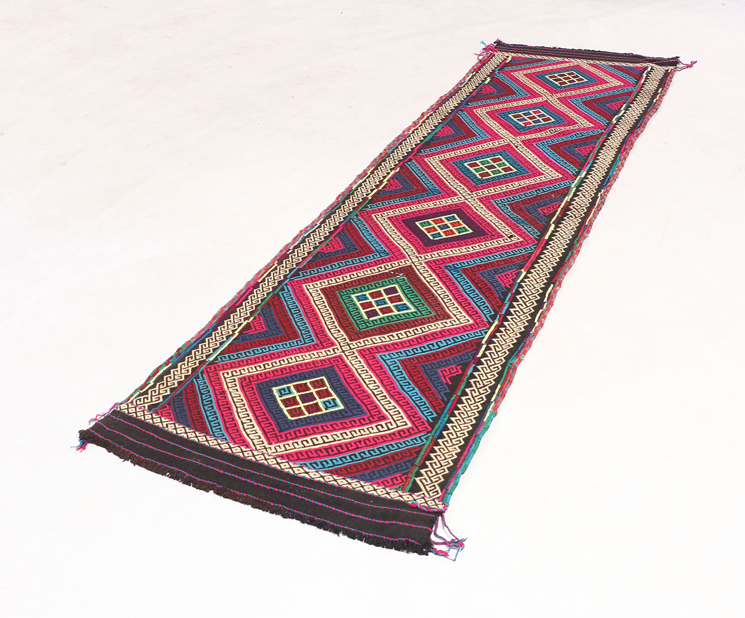 2' 6" X 9' Multy Handmade Suzani Kilim Rug Runner