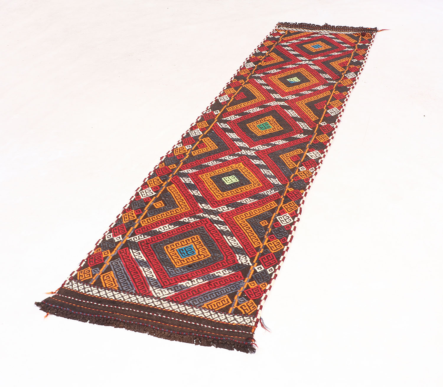 2' 6" X 9' Multy Handmade Suzani Kilim Rug Runner