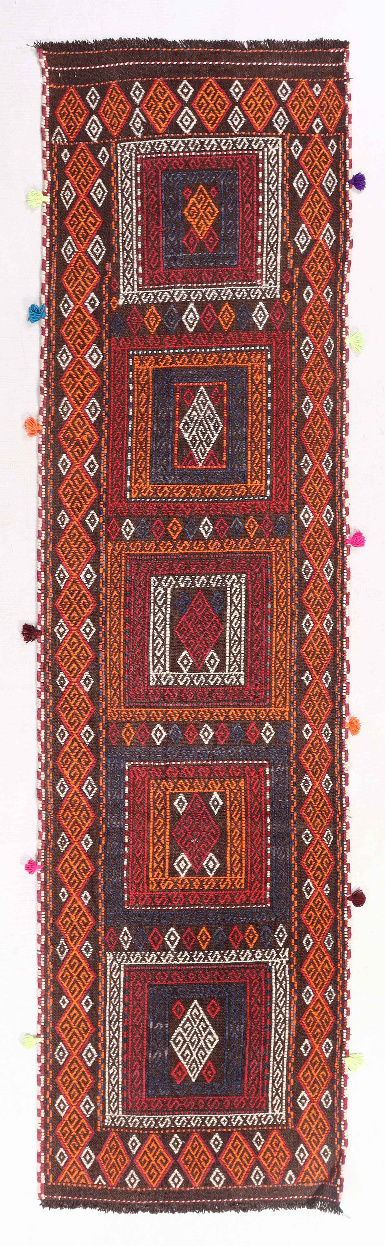 2' 6" X 9' Multy Handmade Suzani Kilim Rug Runner