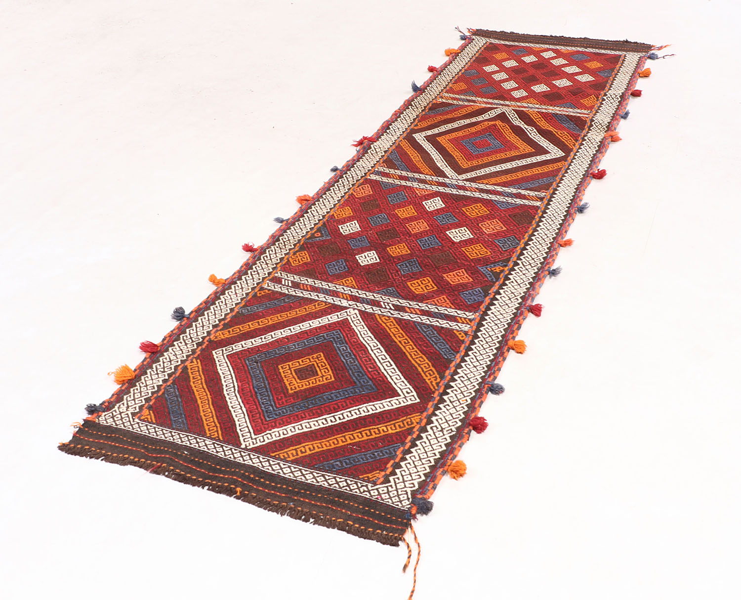 2' 6" X 9' Multy Handmade Suzani Kilim Rug Runner