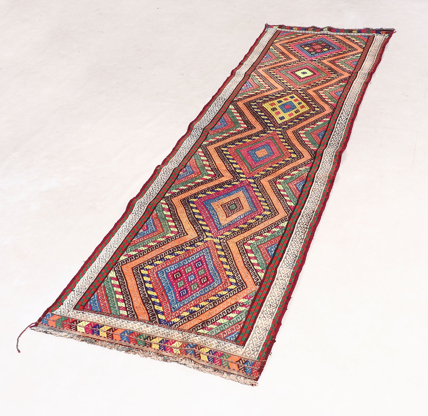 2' 6" X 9' Multy Handmade Suzani Kilim Rug Runner