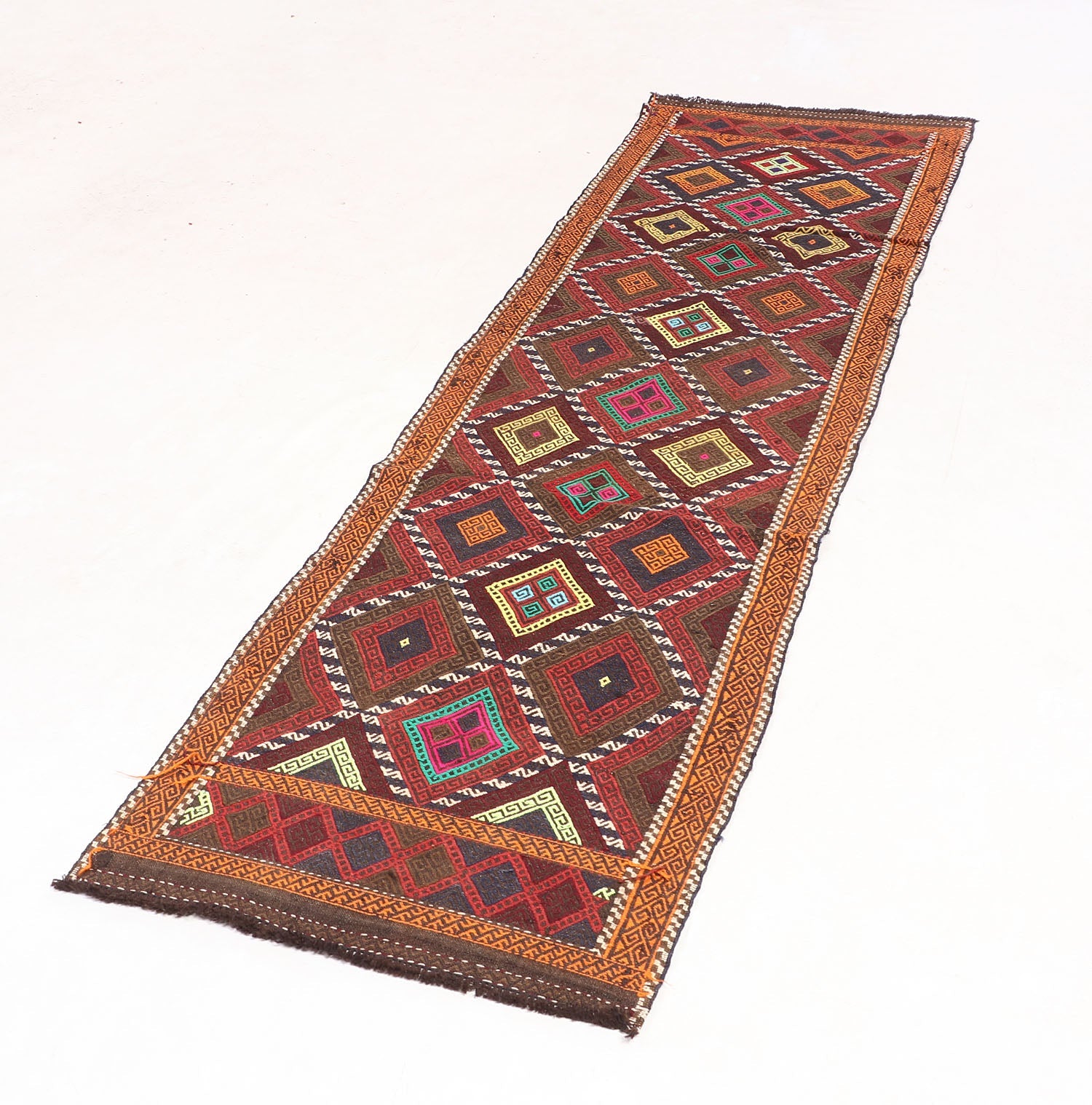 2' 6" x 8' Multy Handmade Suzani Kilim Rug Runner