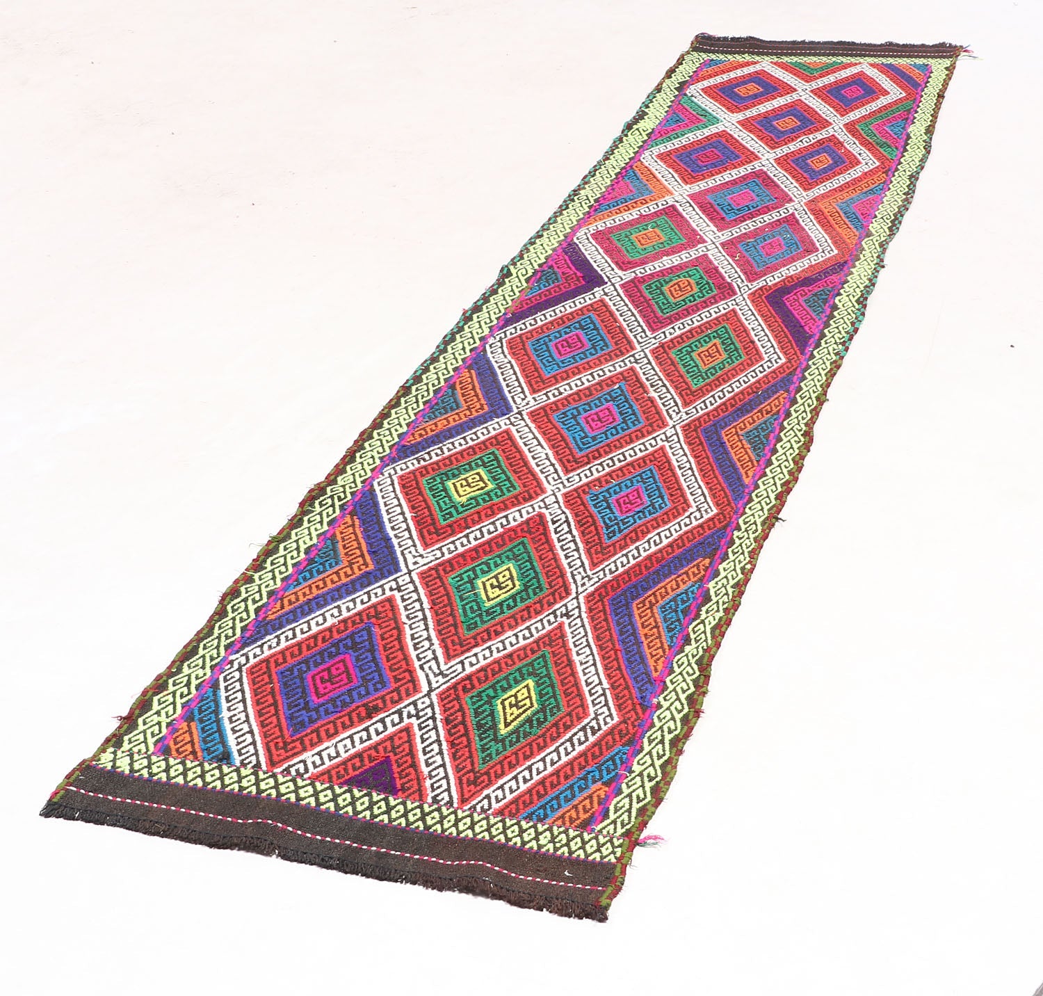 2' 6" x 10' Multy Handmade Suzani Kilim Rug Runner