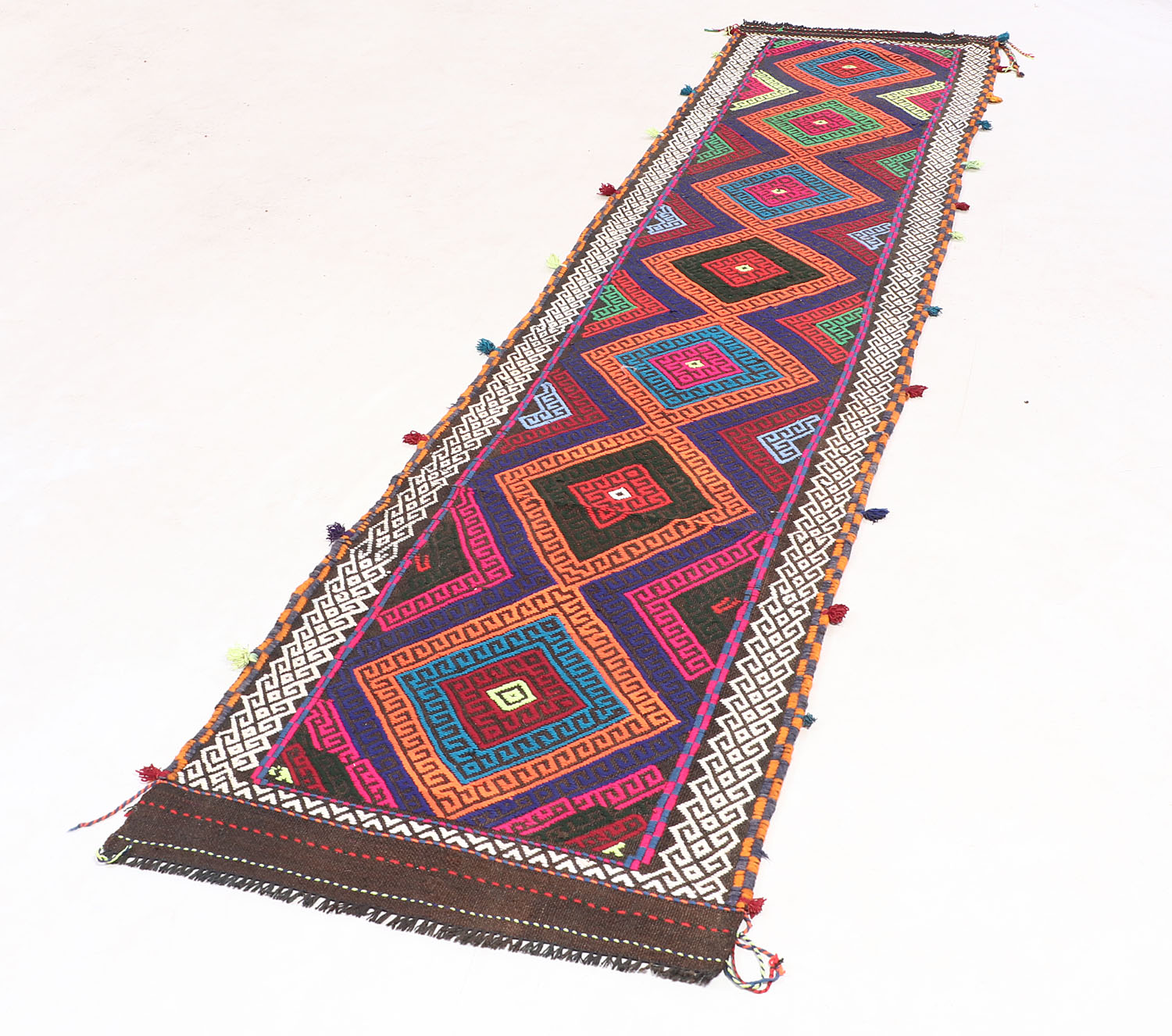 2' 6" x 10' Multy Handmade Suzani Kilim Rug Runner