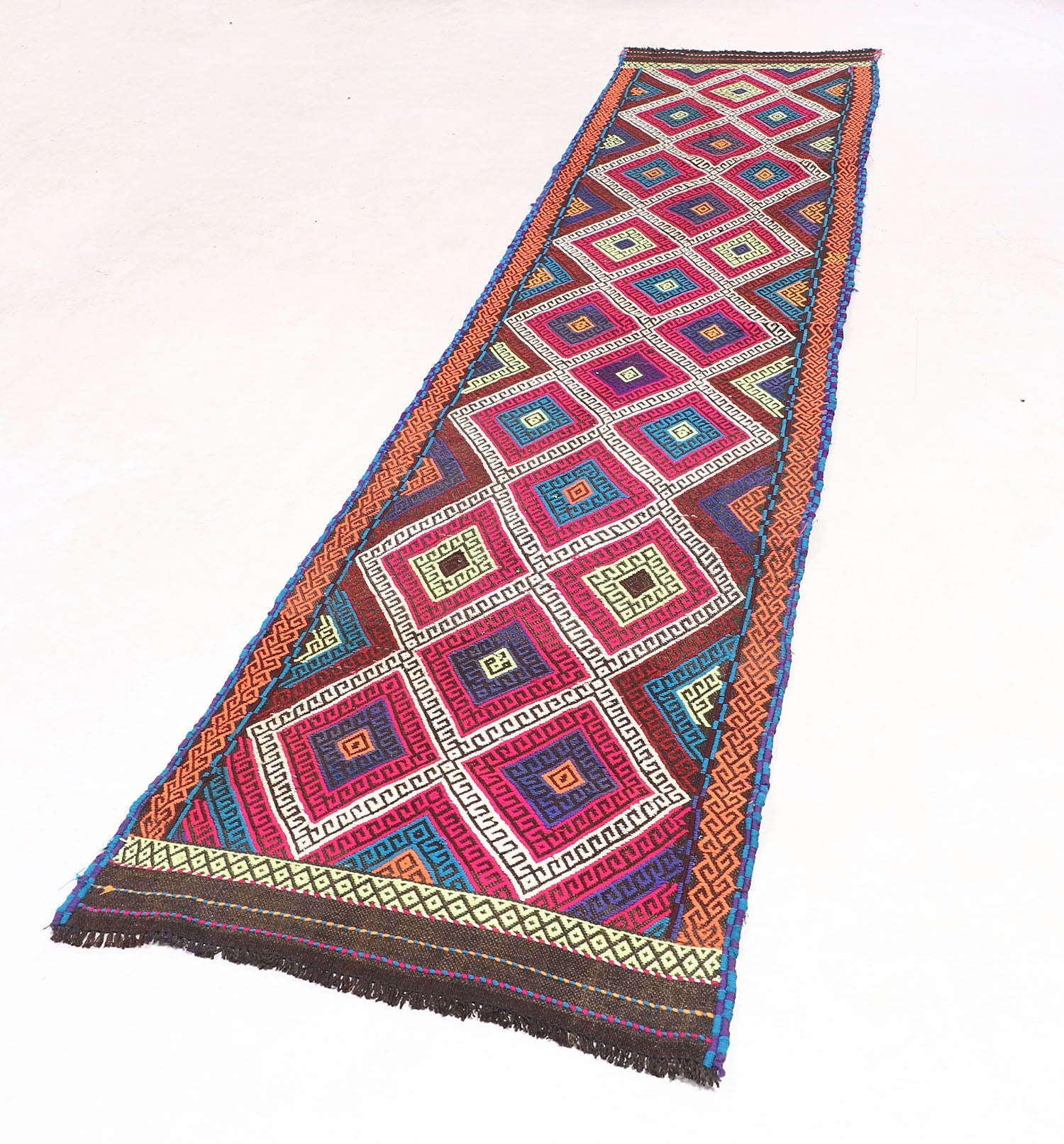 2' 6" x 10' Multy Handmade Suzani Kilim Rug Runner