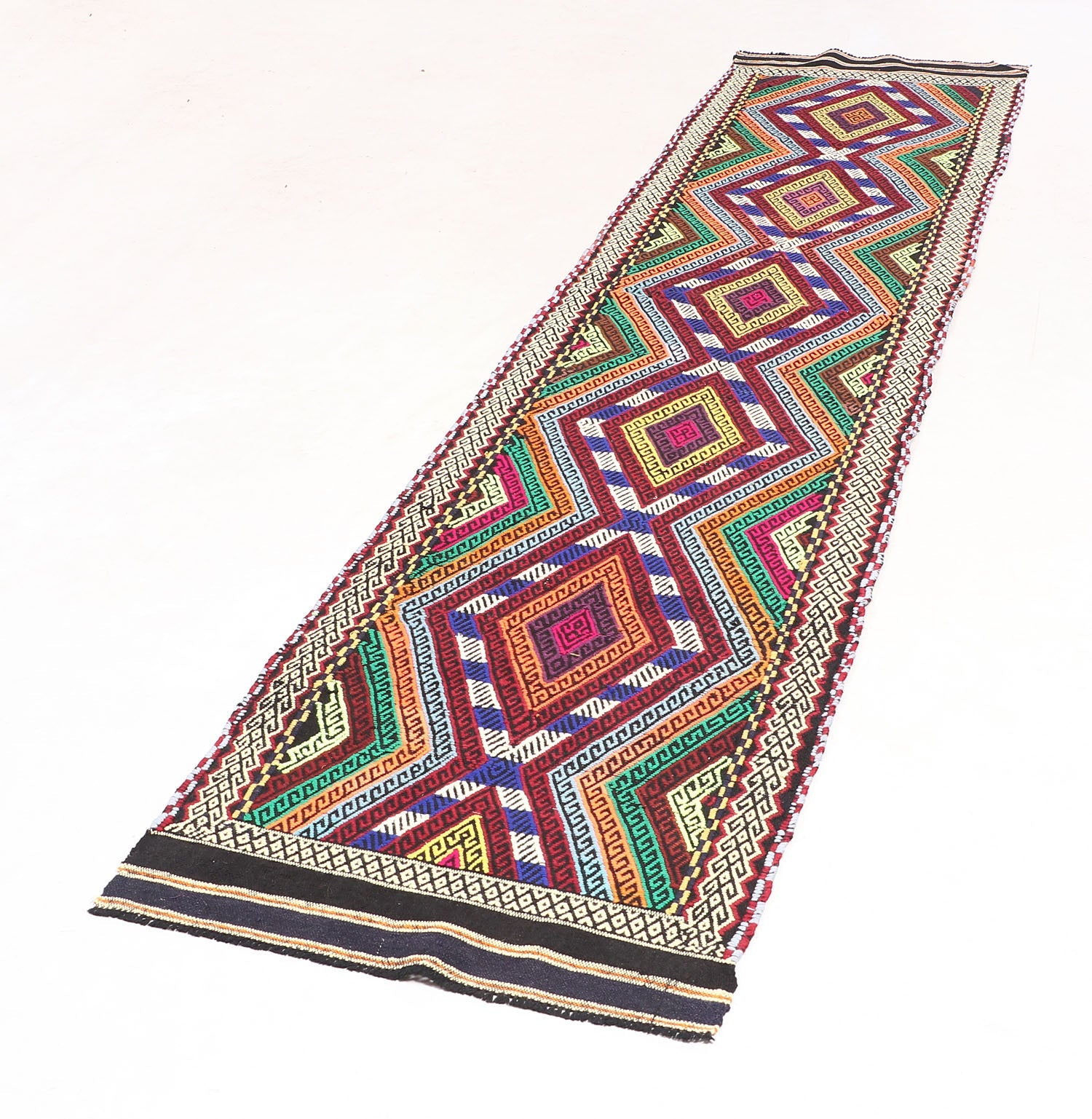 2' 6" x 10' Multy Handmade Suzani Kilim Rug Runner