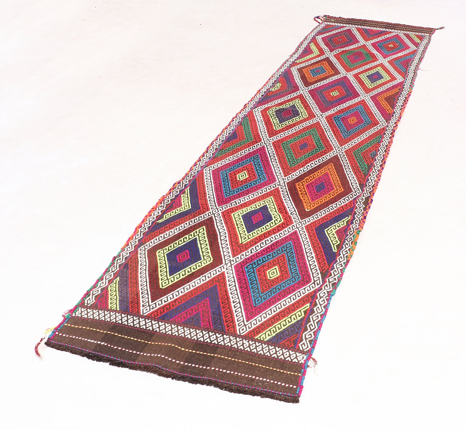 2' 6" x 10' Multy Handmade Suzani Kilim Rug Runner