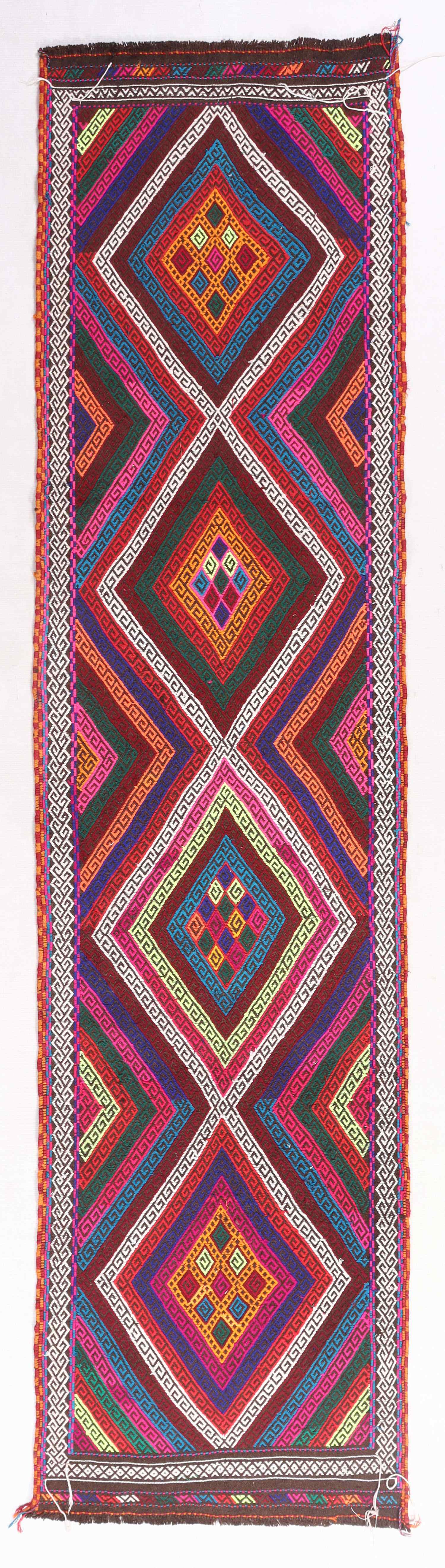 2' 6" X 9' Multy Handmade Suzani Kilim Rug Runner
