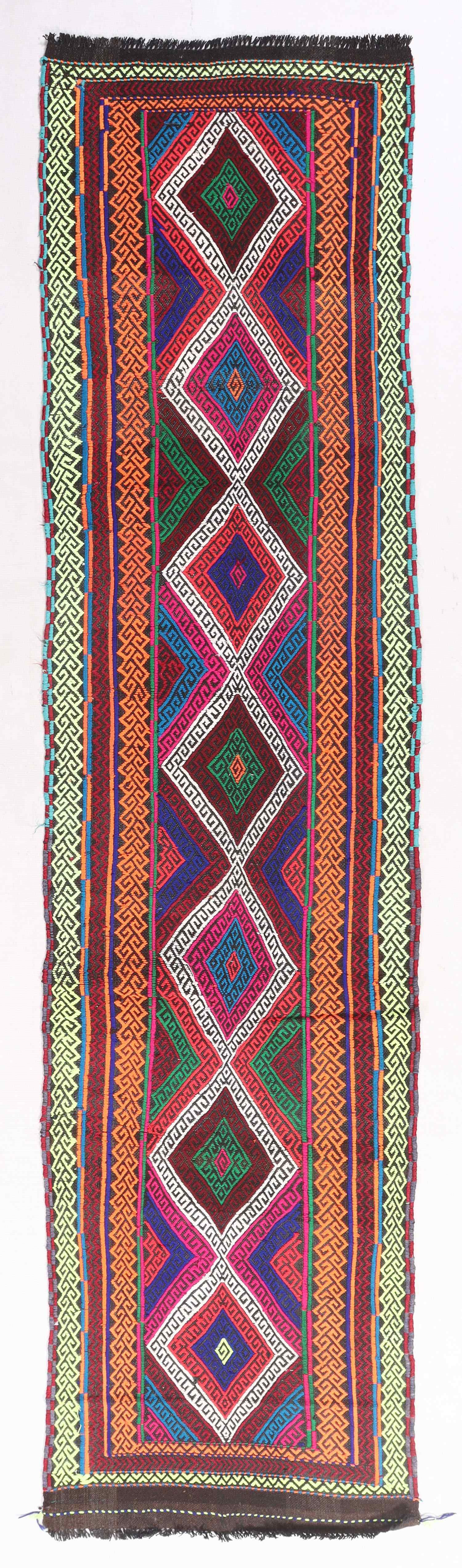 2' 6" X 9' Multy Handmade Suzani Kilim Rug Runner